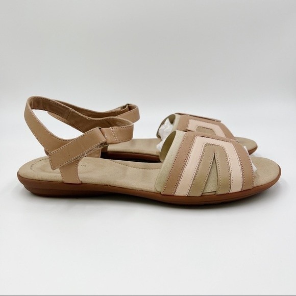 Clarks Size 9.5 Ada Mist Tan Beige Blush Pink Praline Leather Sandals Shoes - Picture 2 of 14